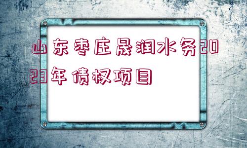 山東棗莊晟潤(rùn)水務(wù)2023年債權(quán)項(xiàng)目