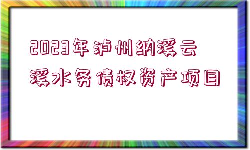 2023年瀘州納溪云溪水務債權資產(chǎn)項目