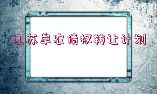 江蘇阜農(nóng)債權(quán)轉(zhuǎn)讓計(jì)劃