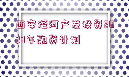 西安涇河產(chǎn)發(fā)投資2023年融資計(jì)劃