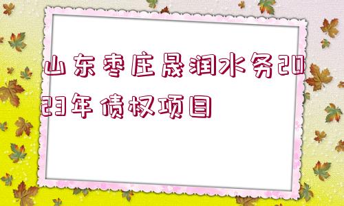 山東棗莊晟潤水務(wù)2023年債權(quán)項目