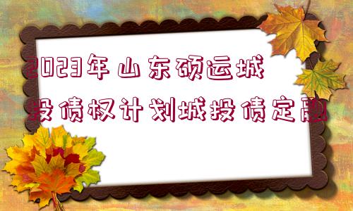 2023年山東碩運(yùn)城投債權(quán)計劃城投債定融