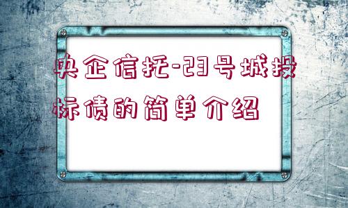 央企信托-23號(hào)城投標(biāo)債的簡(jiǎn)單介紹