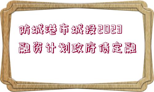 防城港市城投2023融資計劃政府債定融