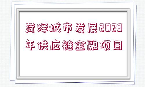 菏澤城市發(fā)展2023年供應(yīng)鏈金融項目