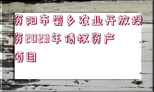 資陽市蜀鄉(xiāng)農(nóng)業(yè)開放投資2023年債權(quán)資產(chǎn)項目