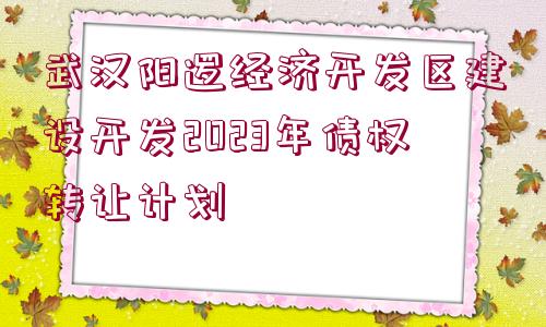 武漢陽邏經(jīng)濟(jì)開發(fā)區(qū)建設(shè)開發(fā)2023年債權(quán)轉(zhuǎn)讓計(jì)劃