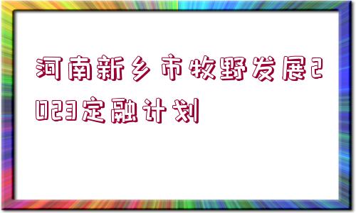 河南新鄉(xiāng)市牧野發(fā)展2023定融計劃