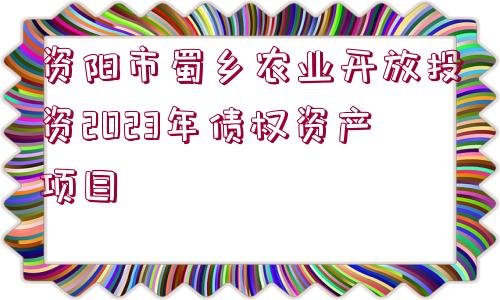 資陽市蜀鄉(xiāng)農(nóng)業(yè)開放投資2023年債權(quán)資產(chǎn)項目