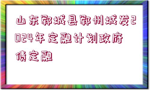 山東鄆城縣鄆州城發(fā)2024年定融計劃政府債定融