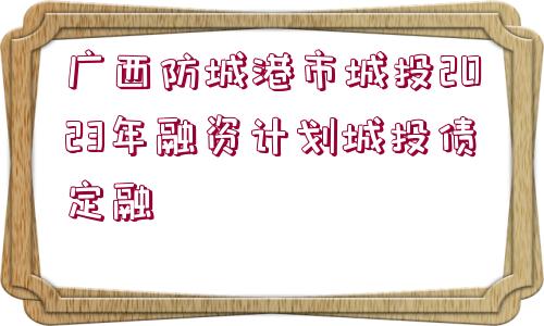 廣西防城港市城投2023年融資計(jì)劃城投債定融