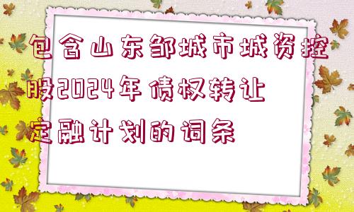 包含山東鄒城市城資控股2024年債權(quán)轉(zhuǎn)讓定融計劃的詞條