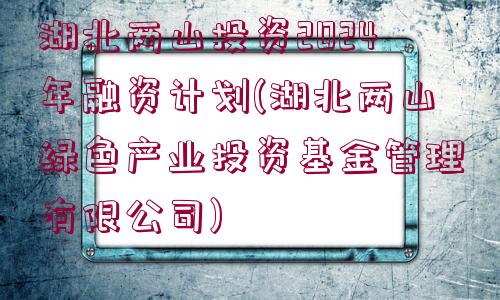 湖北兩山投資2024年融資計劃(湖北兩山綠色產(chǎn)業(yè)投資基金管理有限公司)