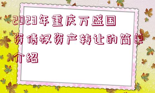 2023年重慶萬盛國資債權(quán)資產(chǎn)轉(zhuǎn)讓的簡單介紹