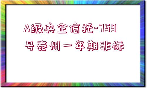 A級央企信托-759號泰州一年期非標(biāo)