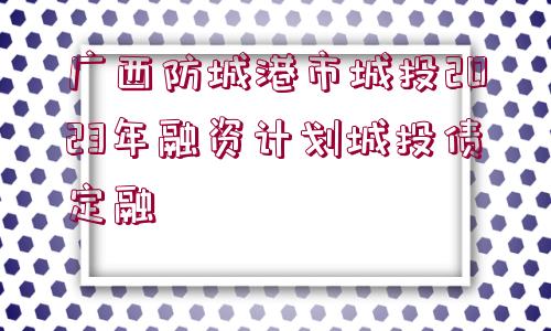 廣西防城港市城投2023年融資計劃城投債定融