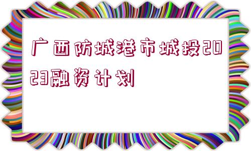 廣西防城港市城投2023融資計劃