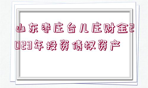 山東棗莊臺兒莊財金2023年投資債權(quán)資產(chǎn)