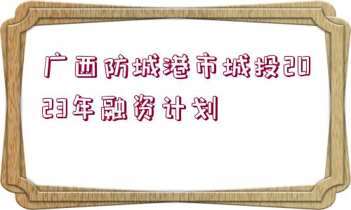 廣西防城港市城投2023年融資計(jì)劃