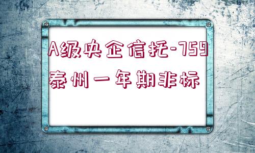 A級(jí)央企信托-759泰州一年期非標(biāo)