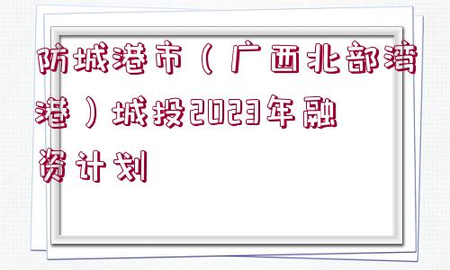 防城港市（廣西北部灣港）城投2023年融資計(jì)劃