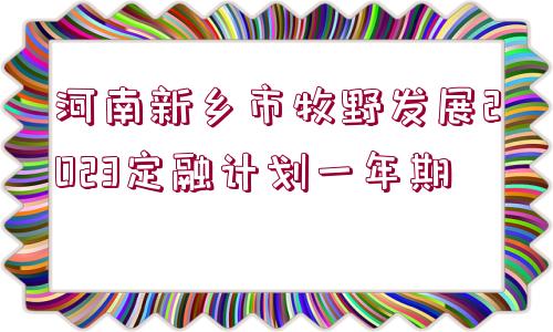 河南新鄉(xiāng)市牧野發(fā)展2023定融計(jì)劃一年期