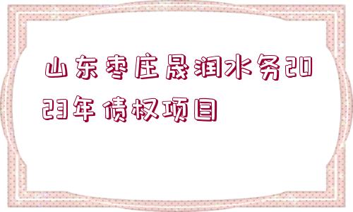 山東棗莊晟潤水務(wù)2023年債權(quán)項(xiàng)目