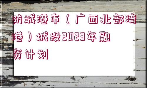 防城港市（廣西北部灣港）城投2023年融資計劃