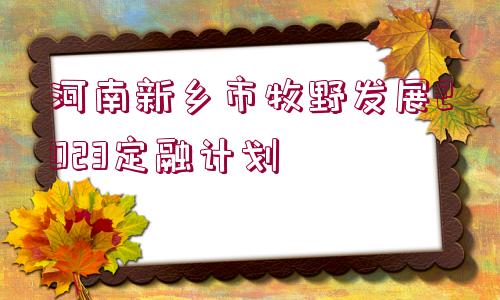 河南新鄉(xiāng)市牧野發(fā)展2023定融計(jì)劃