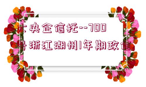 大央企信托--700號(hào)浙江湖州1年期政信