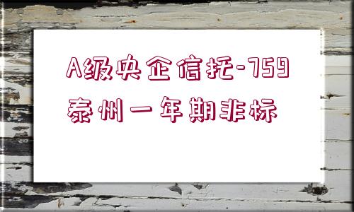 A級(jí)央企信托-759泰州一年期非標(biāo)