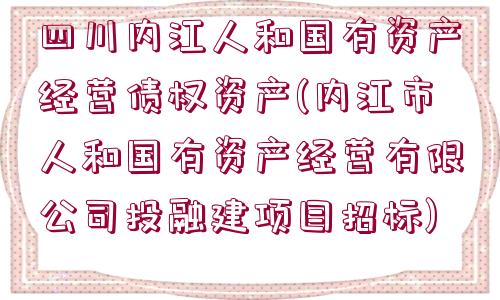 四川內(nèi)江人和國有資產(chǎn)經(jīng)營債權(quán)資產(chǎn)(內(nèi)江市人和國有資產(chǎn)經(jīng)營有限公司投融建項(xiàng)目招標(biāo))