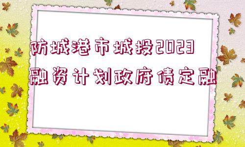 防城港市城投2023融資計劃政府債定融