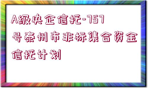 A級央企信托-757號泰州市非標(biāo)集合資金信托計劃