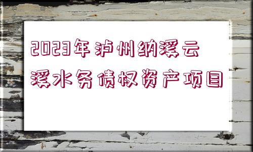 2023年瀘州納溪云溪水務(wù)債權(quán)資產(chǎn)項(xiàng)目