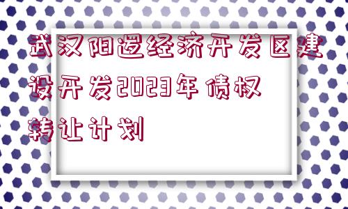 武漢陽邏經(jīng)濟開發(fā)區(qū)建設開發(fā)2023年債權轉(zhuǎn)讓計劃