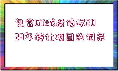 包含GY城投債權(quán)2023年轉(zhuǎn)讓項(xiàng)目的詞條