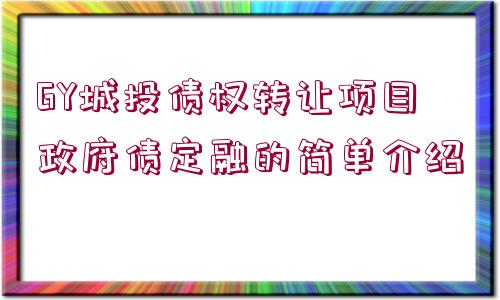 GY城投債權(quán)轉(zhuǎn)讓項(xiàng)目政府債定融的簡單介紹