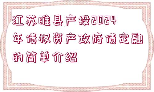 江蘇睢縣產(chǎn)投2024年債權(quán)資產(chǎn)政府債定融的簡單介紹