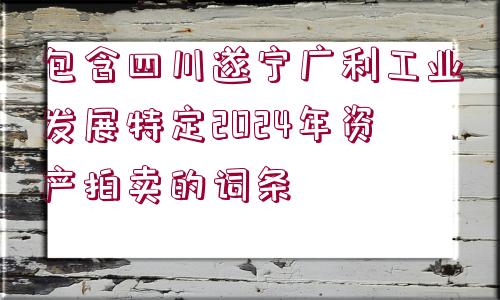 包含四川遂寧廣利工業(yè)發(fā)展特定2024年資產拍賣的詞條