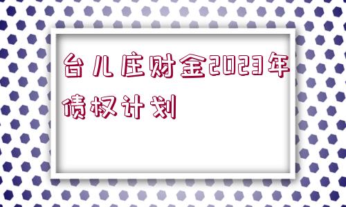 臺(tái)兒莊財(cái)金2023年債權(quán)計(jì)劃