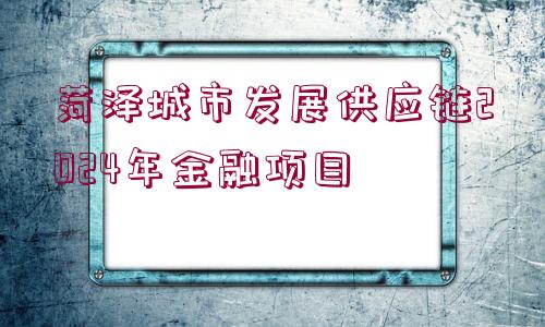 菏澤城市發(fā)展供應(yīng)鏈2024年金融項目