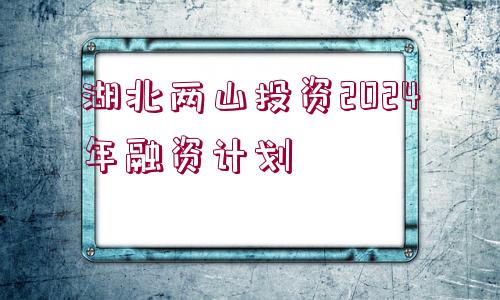 湖北兩山投資2024年融資計(jì)劃