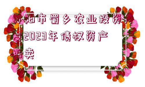 資陽(yáng)市蜀鄉(xiāng)農(nóng)業(yè)投資開發(fā)2023年債權(quán)資產(chǎn)拍賣