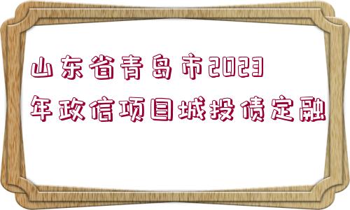 山東省青島市2023年政信項目城投債定融