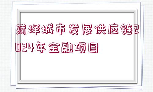 菏澤城市發(fā)展供應(yīng)鏈2024年金融項(xiàng)目