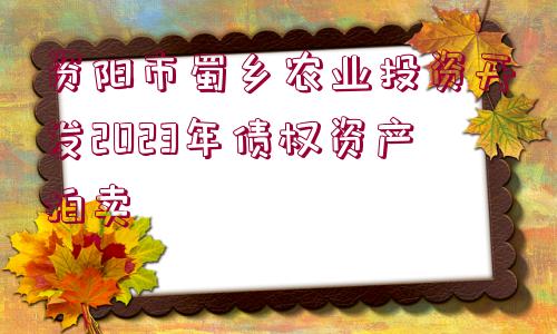 資陽市蜀鄉(xiāng)農(nóng)業(yè)投資開發(fā)2023年債權(quán)資產(chǎn)拍賣