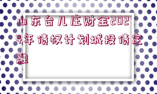 山東臺兒莊財金2024年債權(quán)計劃城投債定融