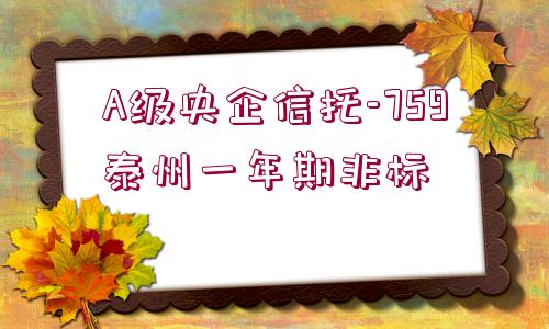 A級央企信托-759泰州一年期非標(biāo)