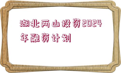 湖北兩山投資2024年融資計劃